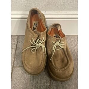 Vintage Y2K Mudd Sara Tan Suede Platform Lace Up Shoes Women's Size 8M